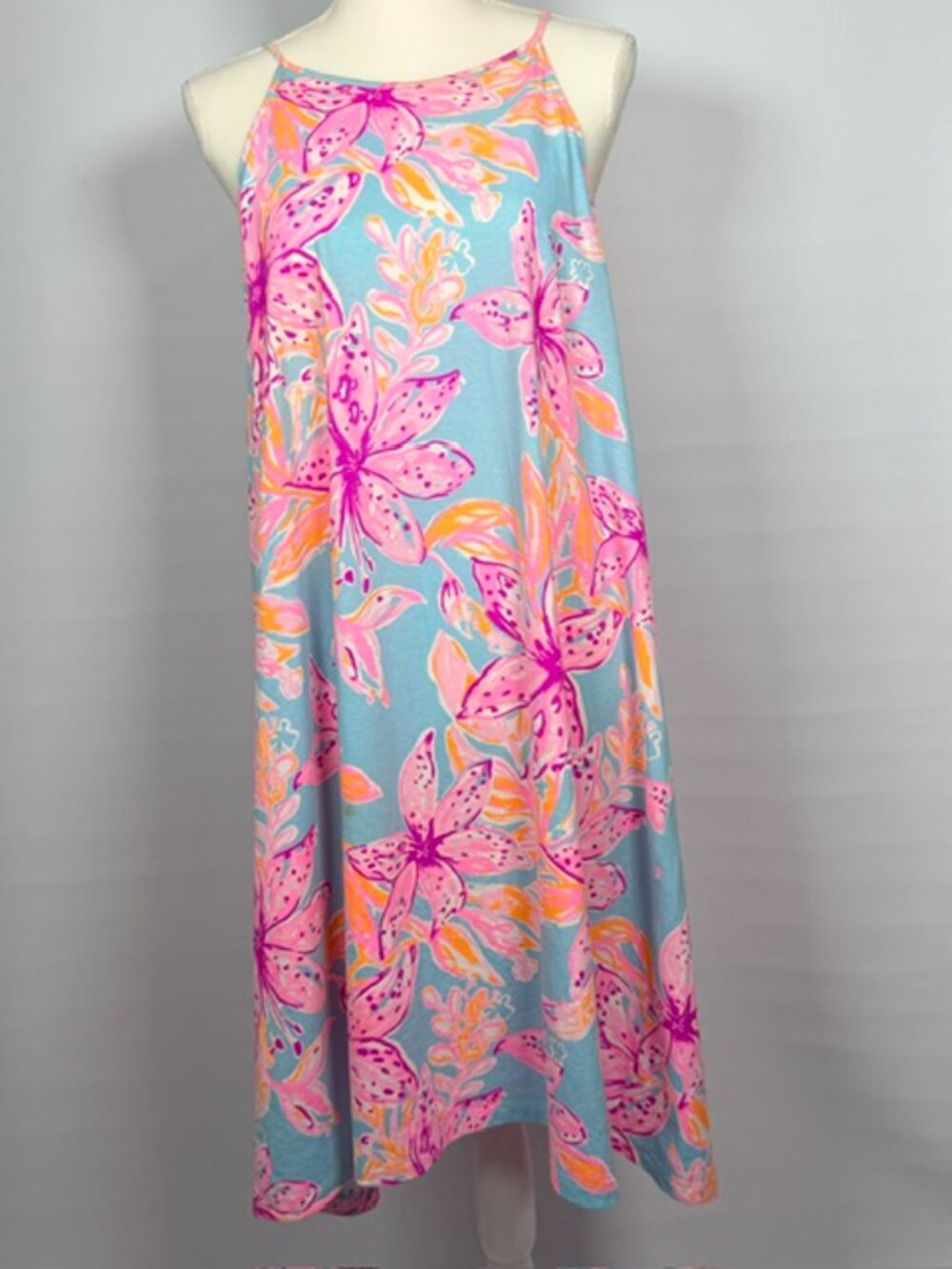 Lilly Pulitzer Margot Swing Dress Surf Blue Bonita Blooms Tassels XXL - Picture 2 of 13